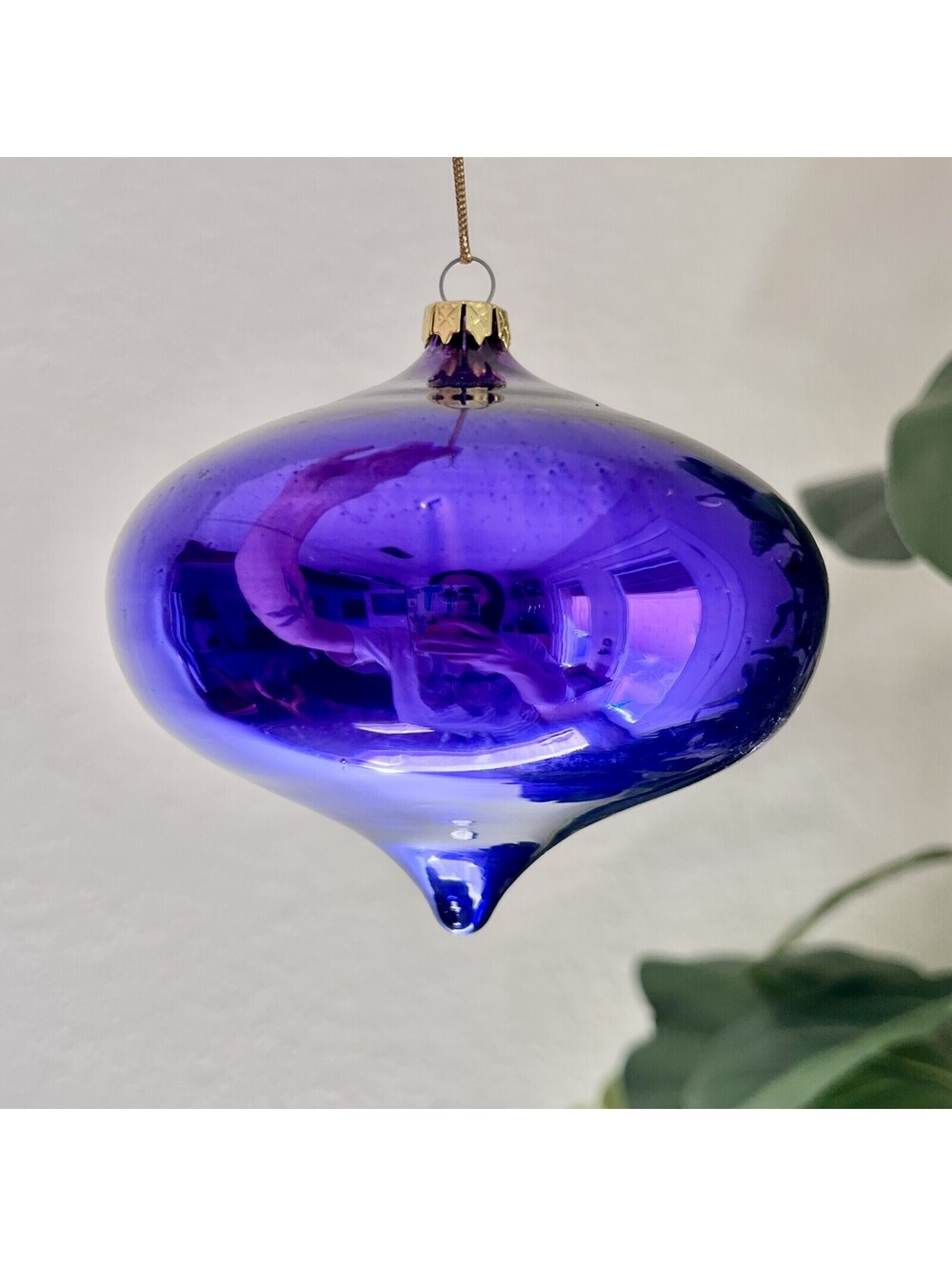 Handblown Department 56 Purple 5” Mercury Glass Tear Drop Ornament #4829-1